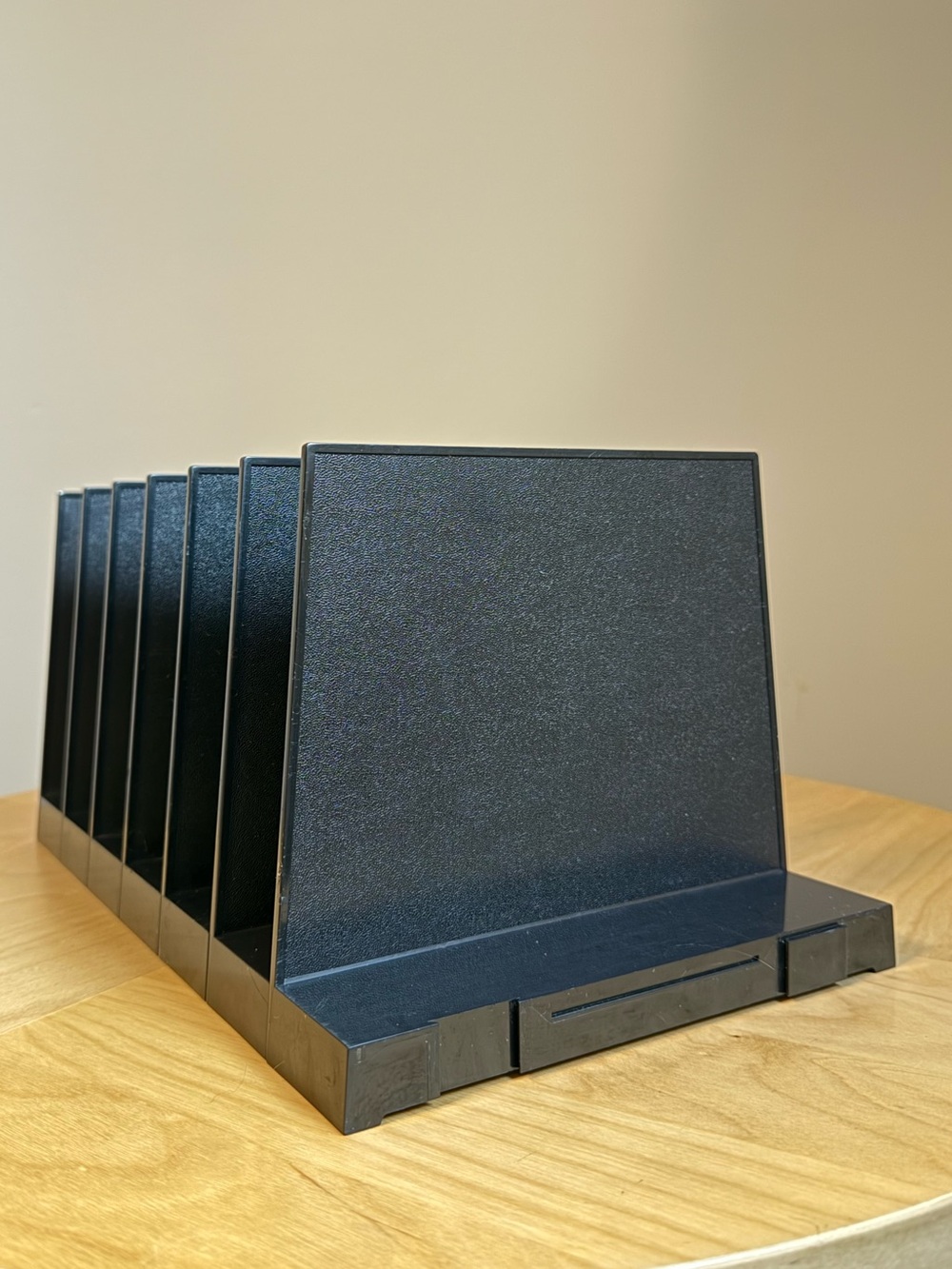 7-Interlocking Black Acrylic MCM c1980s STARMARK FILE-MATE Document Organizers